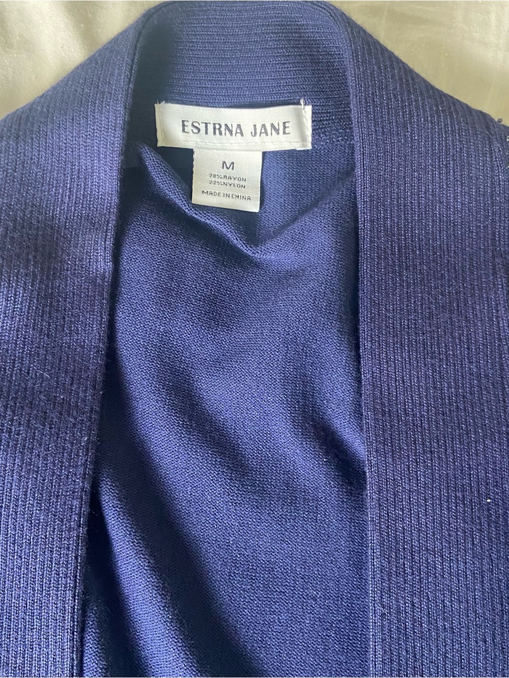 Open-Front Navy Women's Cardigan with Subtle Sparkle - Picture 5 of 8